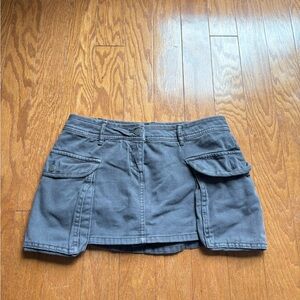Garage Gray Cargo Mini Skirt